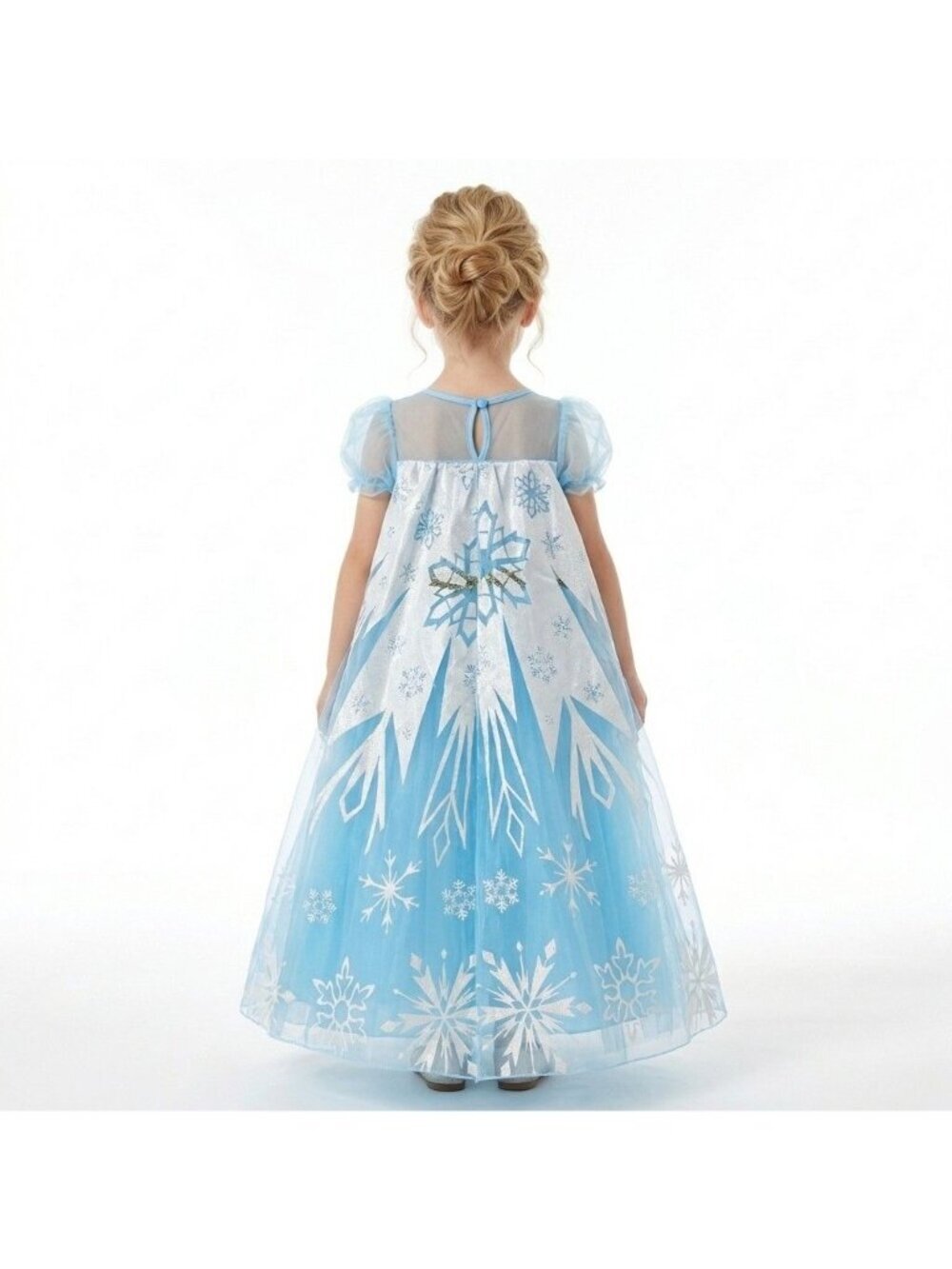 Girls Elsa Frozen Princess Costume Dress Ice Blue Sequin Tulle Snowflake Birthda - Picture 2 of 2